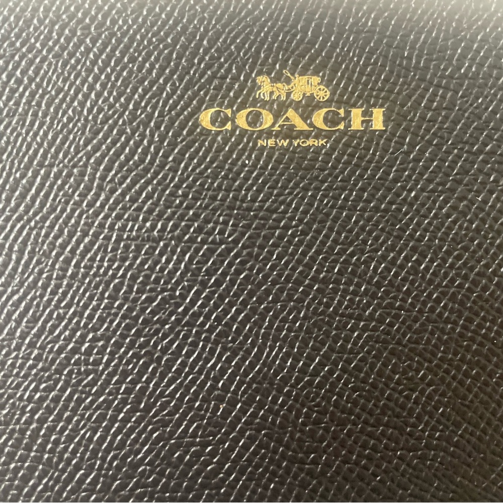 Coach Black Leather Zip Wristlet with Gold Logo - Picture 3 of 6